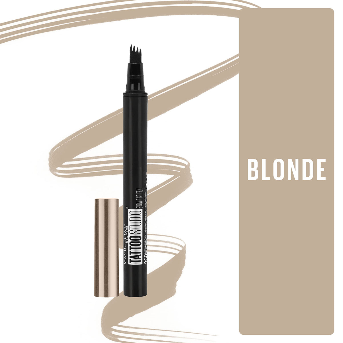MAYBELLINE TattooStudio Brow Tint Pen showing multi-prong tip