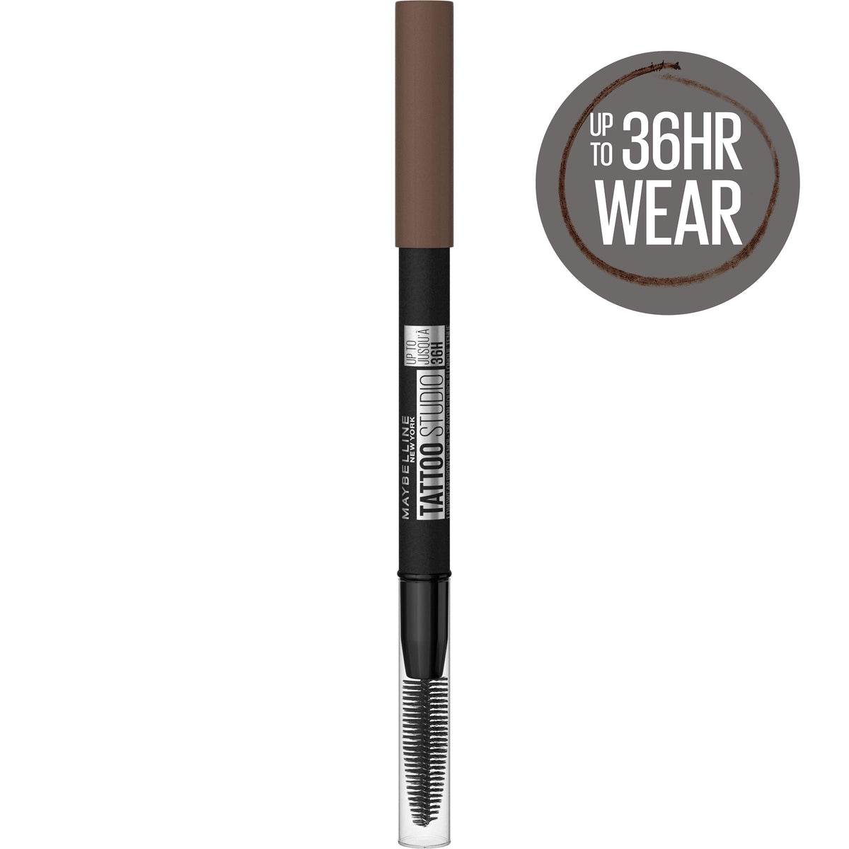 MAYBELLINE TattooStudio Waterproof Eyebrow Pencil Medium Brown packaging