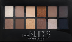 MAYBELLINE The Nudes Eyeshadow Palette front view with 12 shades