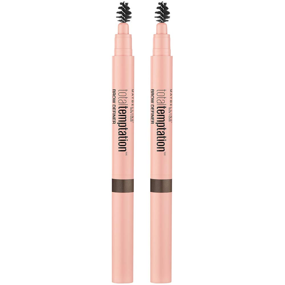 MAYBELLINE Total Temptation Eyebrow Definer Pencil Deep Brown with spoolie brush