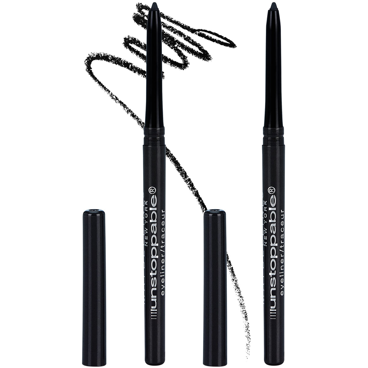 MAYBELLINE Unstoppable Waterproof Eyeliner Pencil, black, front view