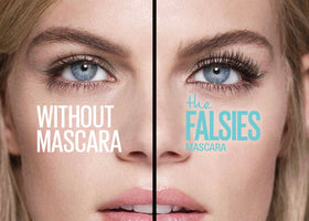 MAYBELLINE Volum' Express The Falsies Mascara Black Drama on a makeup table