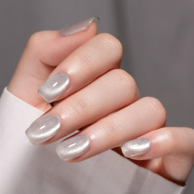 MAYCHAO 15ML Clear Silver Cat Eye Gel Nail Polish application