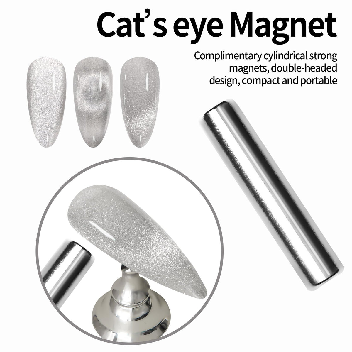 MAYCHAO 15ML Clear Silver Cat Eye Gel Nail Polish curing under LED light