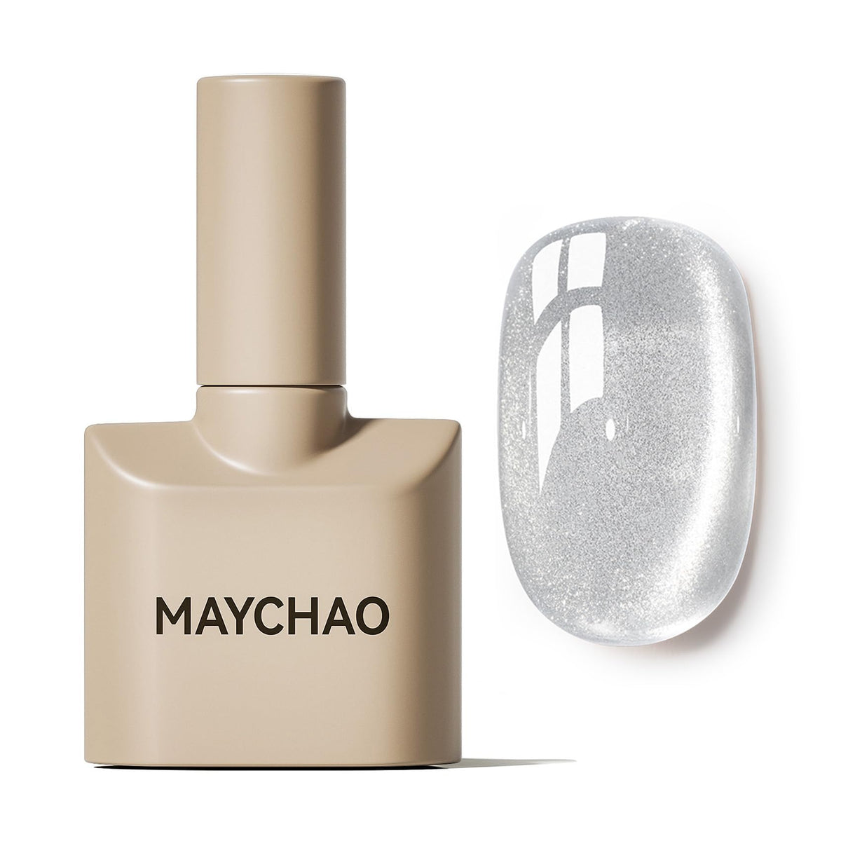 MAYCHAO 15ML Clear Silver Cat Eye Gel Nail Polish front view