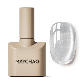 MAYCHAO 15ML Clear Silver Cat Eye Gel Nail Polish front view