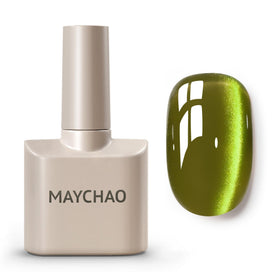 MAYCHAO Aurora Green Cat Eye Gel Nail Polish 15ML front view