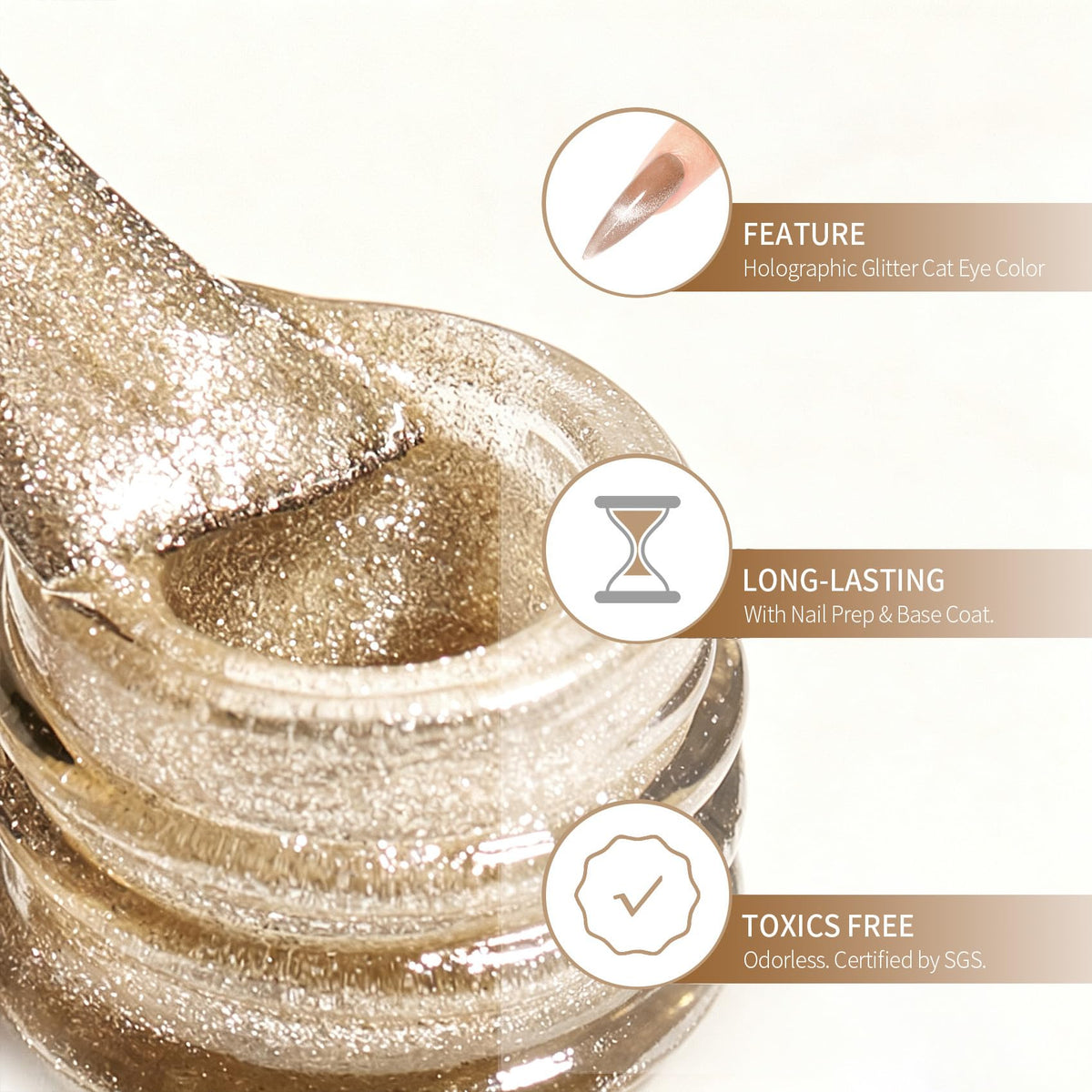 MAYCHAO Cat Eye Gel Nail Polish 15ML close-up of shimmer
