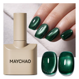 MAYCHAO Cat Eye Gel Nail Polish 15ML green holographic front view
