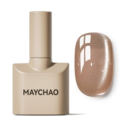 MAYCHAO Cat Eye Gel Nail Polish 15ML nude holographic front view