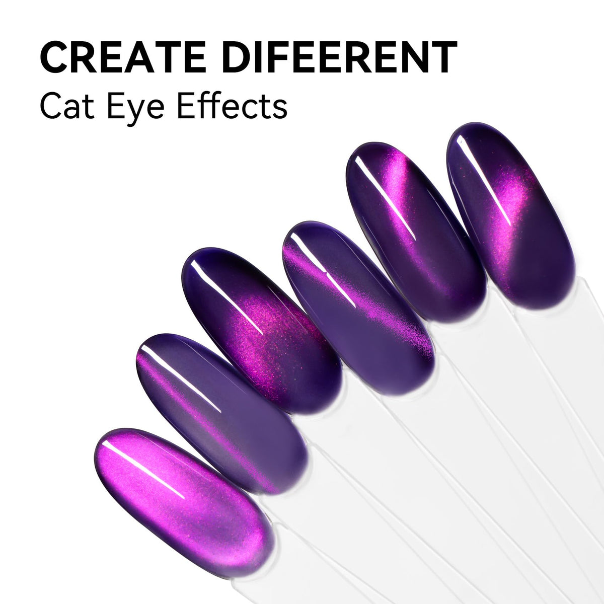 MAYCHAO Cat Eye Gel Nail Polish purple holographic effect on nails