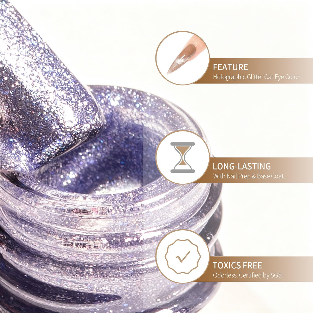 MAYCHAO Cat Eye Gel Nail Polish Violet bottle with magnet
