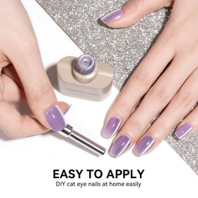 MAYCHAO Cat Eye Gel Nail Polish Violet with nail art tools