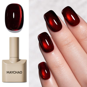 MAYCHAO Dark Cherry Red Cat Eye Gel Nail Polish 15ML front view