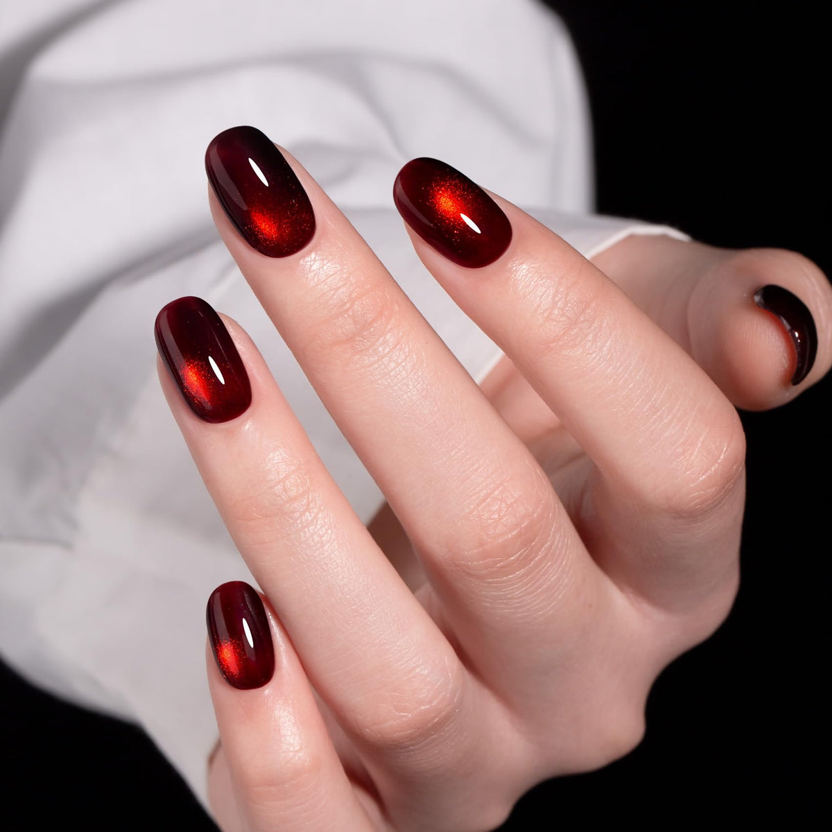 MAYCHAO Dark Cherry Red Cat Eye Gel Nail Polish 15ML with brush applicator
