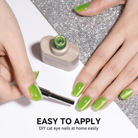 MAYCHAO gel polish showing vibrant green colour