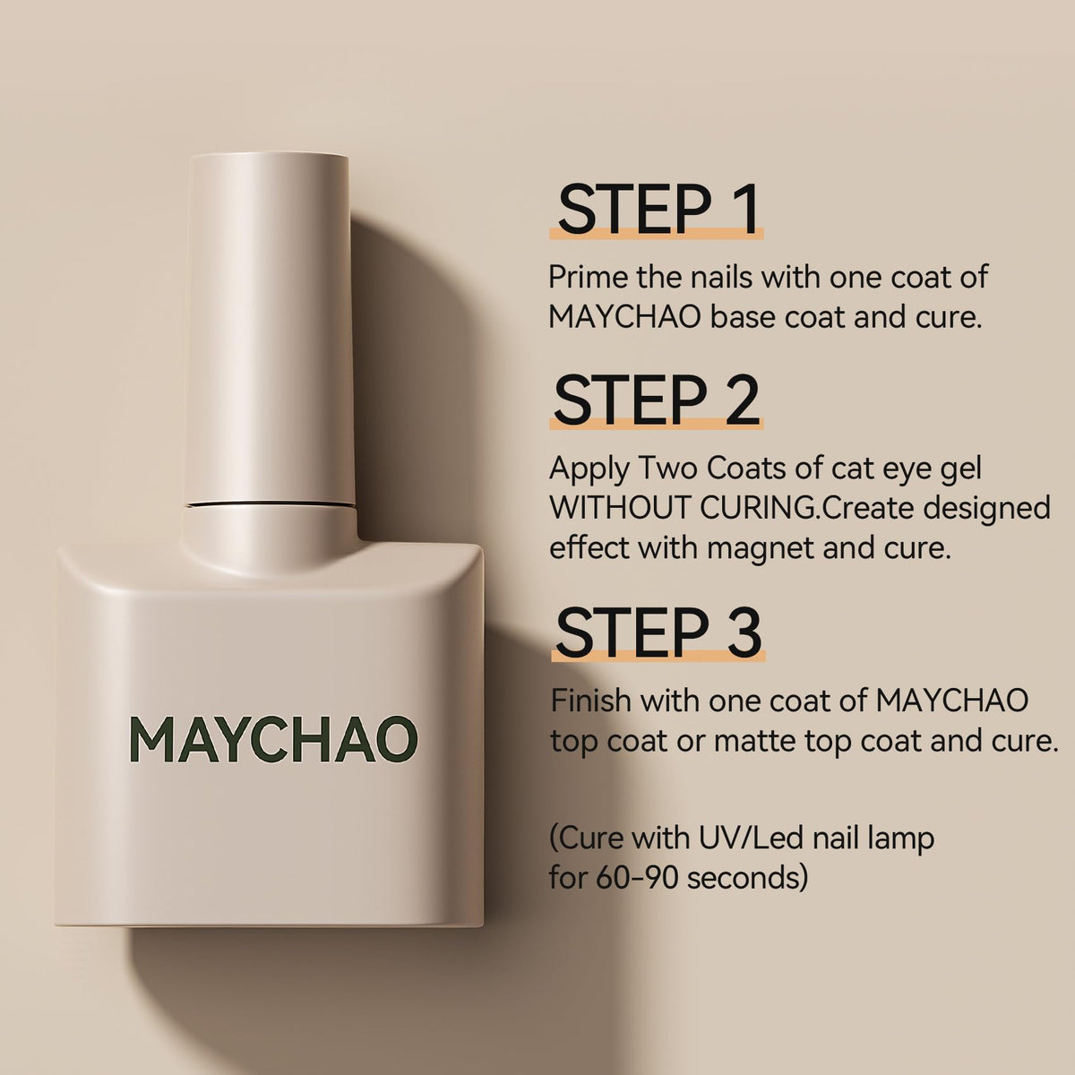 MAYCHAO gel polish with base and top coat setup