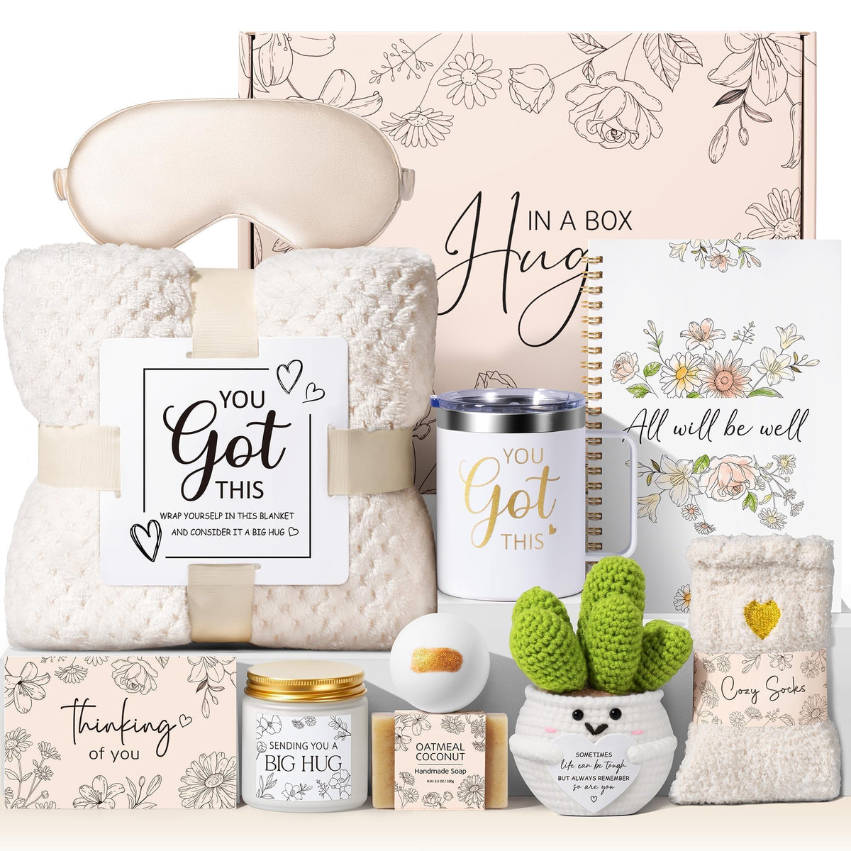 MAYICIVO Get Well Soon Gifts Basket with luxury throw blanket and tumbler