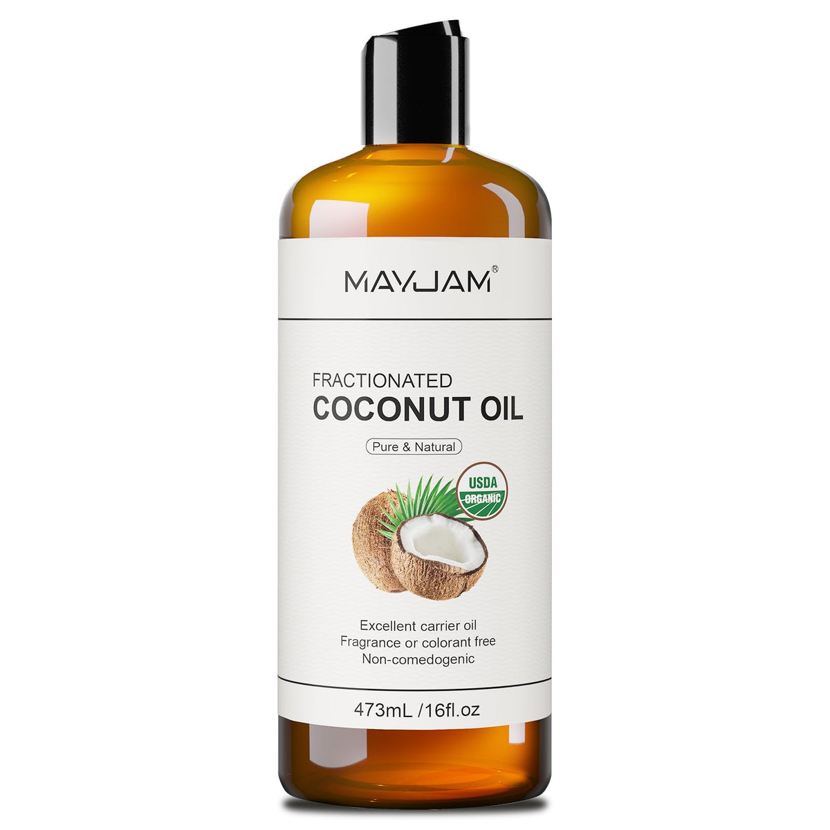 MAYJAM Organic Fractionated Coconut Oil 473ml front view