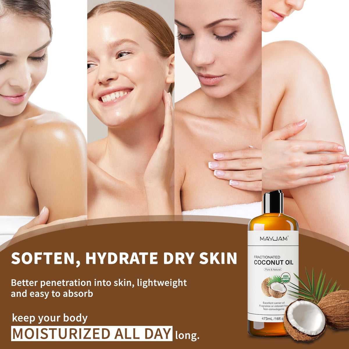 MAYJAM Organic Fractionated Coconut Oil 473ml in a skincare routine