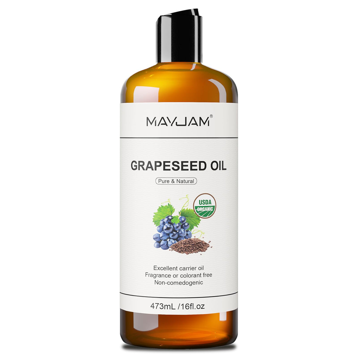 MAYJAM Organic Grapeseed Oil 16 Fl oz front view