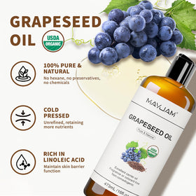 MAYJAM Organic Grapeseed Oil bottle with label