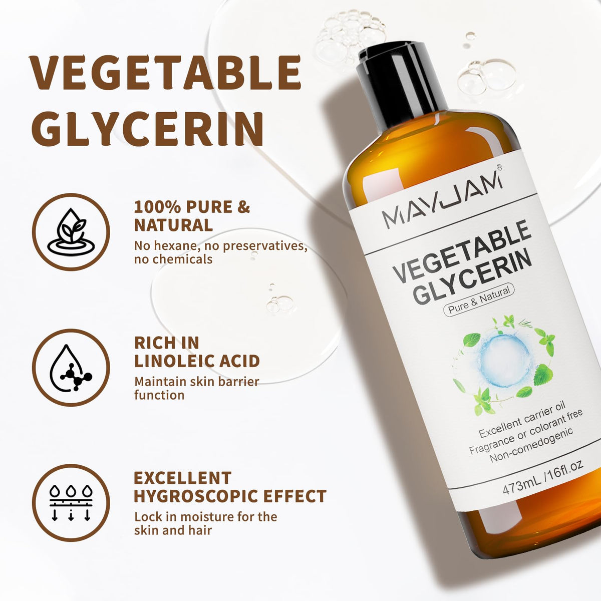 MAYJAM Vegetable Glycerine bottle with label