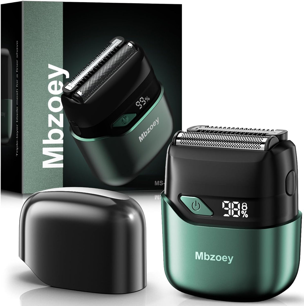 Mbzoey Electric Foil Shaver emerald green front view