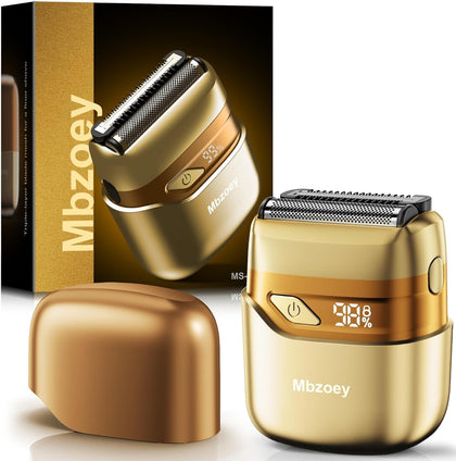 Mbzoey Electric Foil Shaver front view in light gold
