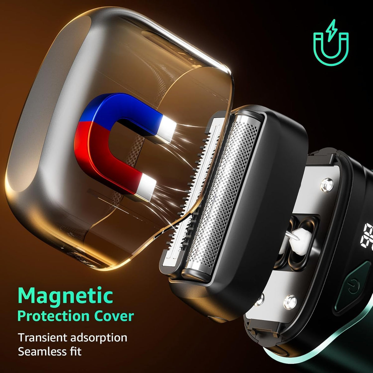 Mbzoey Electric Foil Shaver showing LED battery display