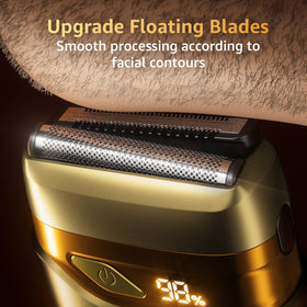 Mbzoey Electric Foil Shaver showing precision titanium blades
