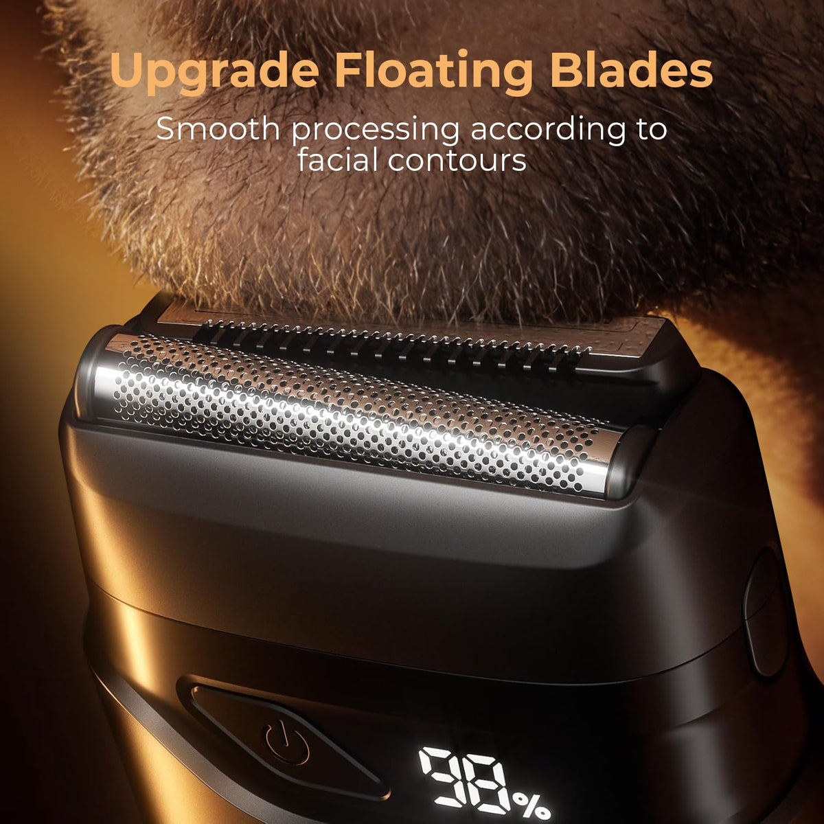Mbzoey Electric Foil Shaver side view showcasing the floating head design