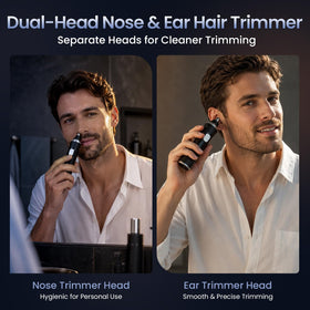 MDMSXXDD Ear and Nose Hair Trimmer side view showing interchangeable heads