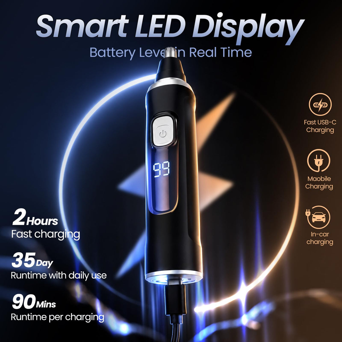 MDMSXXDD Ear and Nose Hair Trimmer with USB charging cable