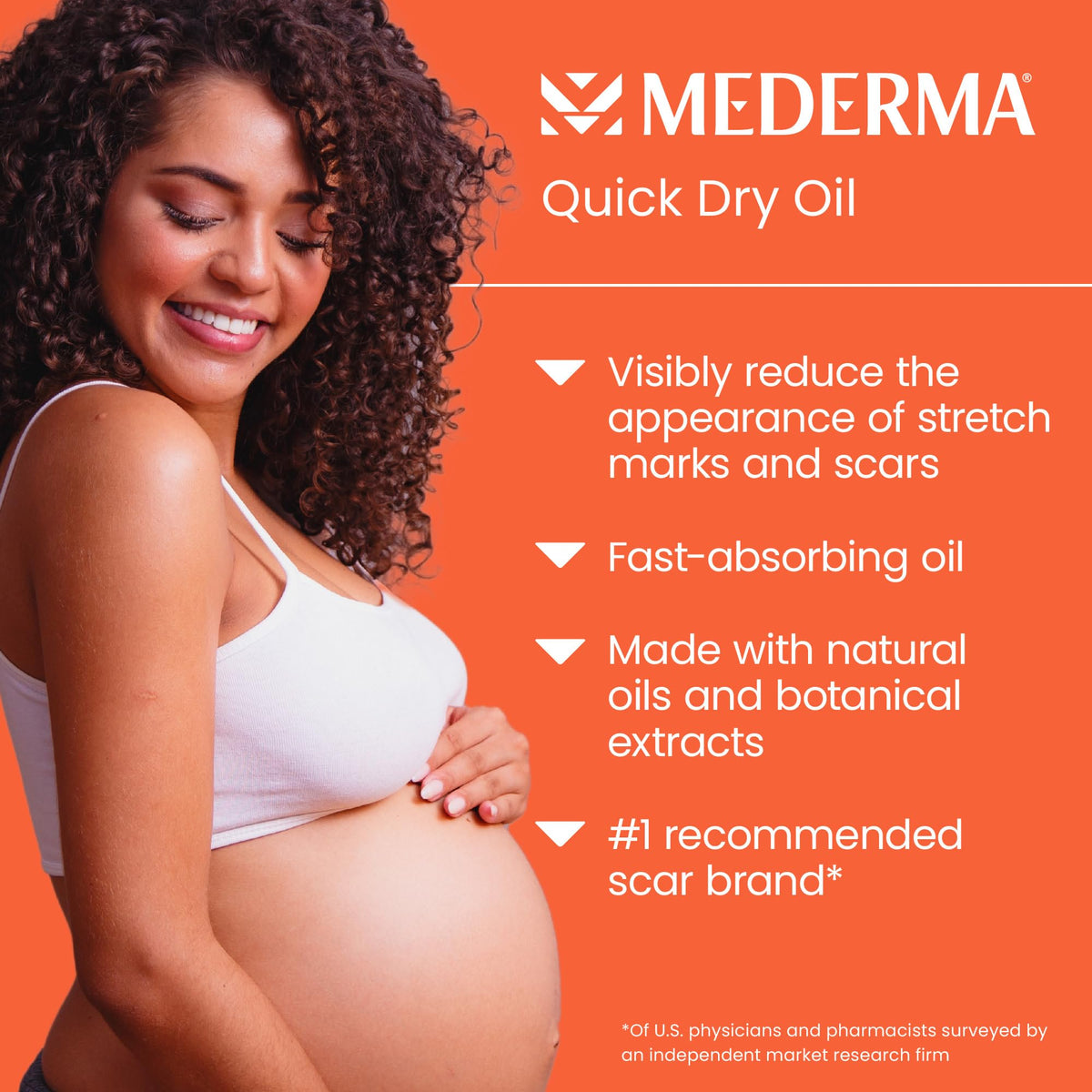 Mederma Quick Dry Oil 100ml back view with ingredient list