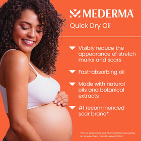 Mederma Quick Dry Oil 100ml back view with ingredient list