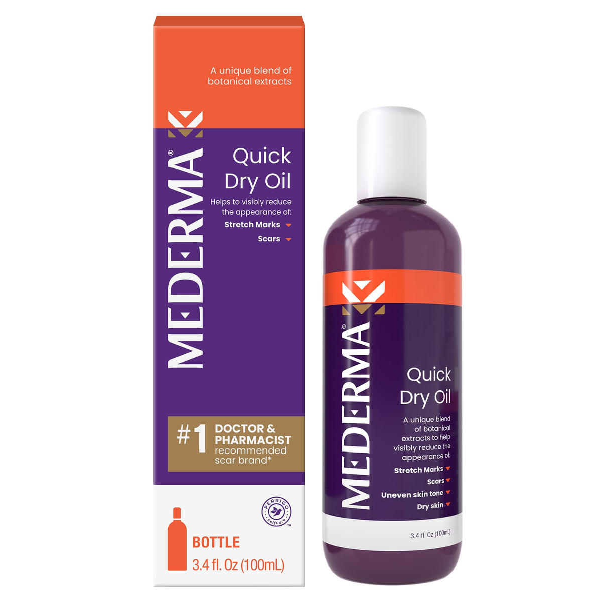 Mederma Quick Dry Oil 100ml front view with natural botanical extracts