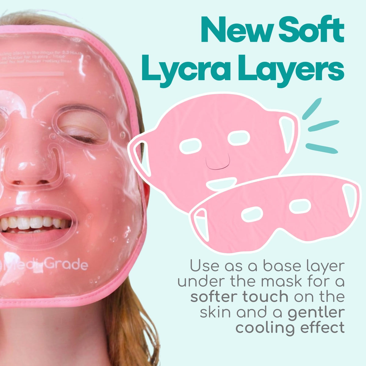 Medi Grade Gel Eye Mask in use, showing cooling effect