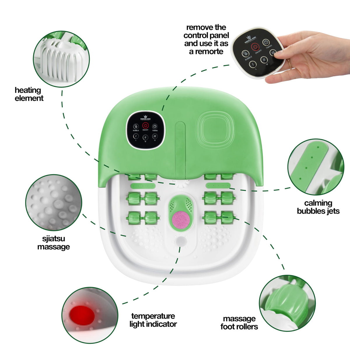 Medical King Foot Spa showing bubble jets in action