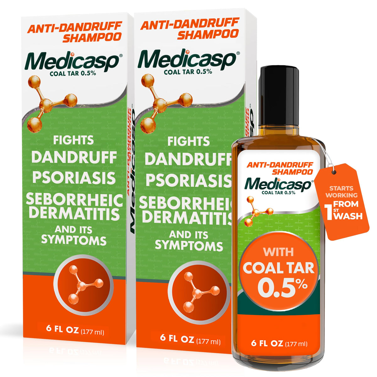 Medicasp Coal Tar Anti-Dandruff Shampoo 6 fl oz front view