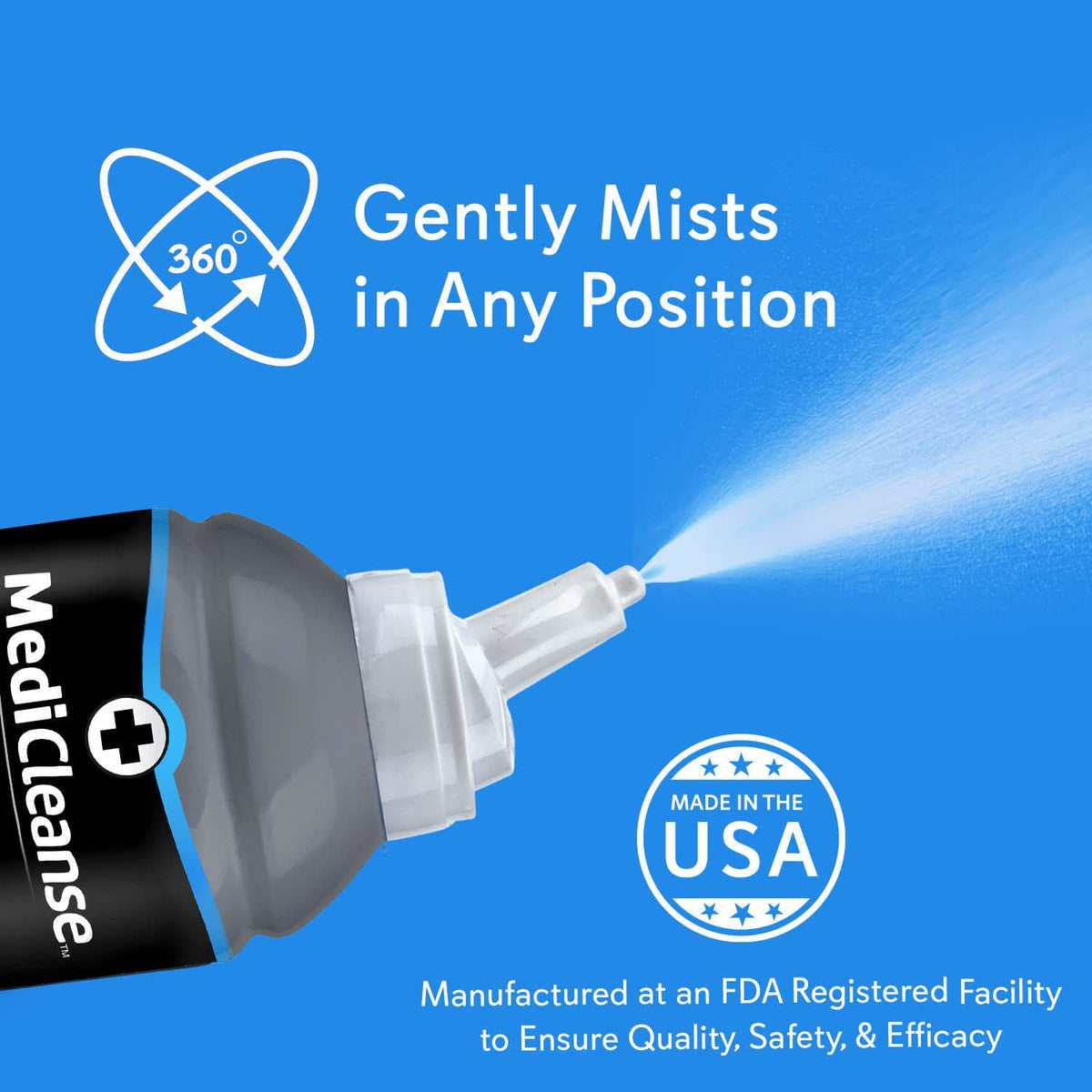 MediCleanse saline spray with measurement markings