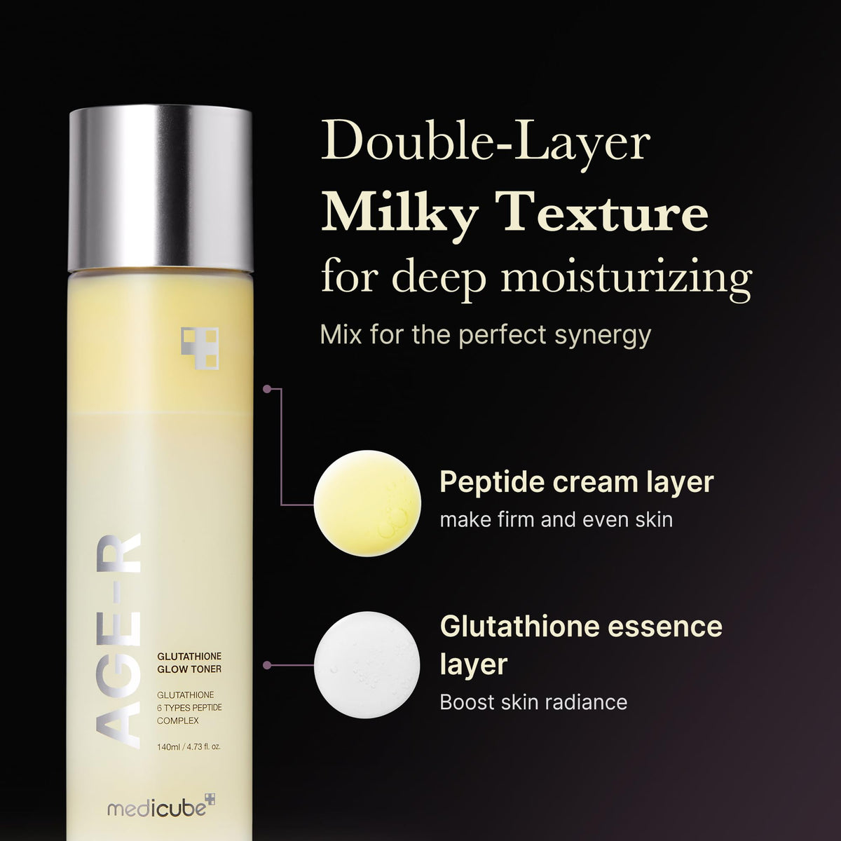 medicube Age-R Glutathione Glow Milky Toner side view