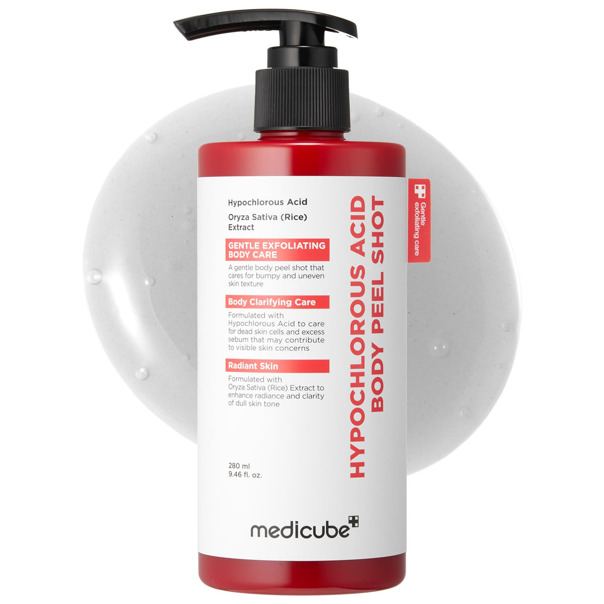 medicube Body Peel Shot front view with Hypochlorous Acid