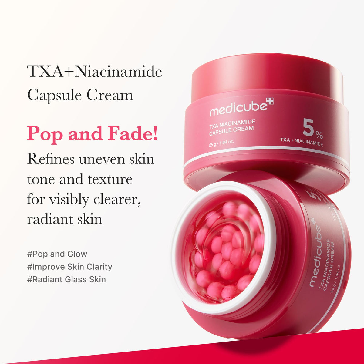 medicube Capsule Cream showing texture of red gel