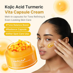 medicube Capsule Cream texture close-up showing gel and capsules