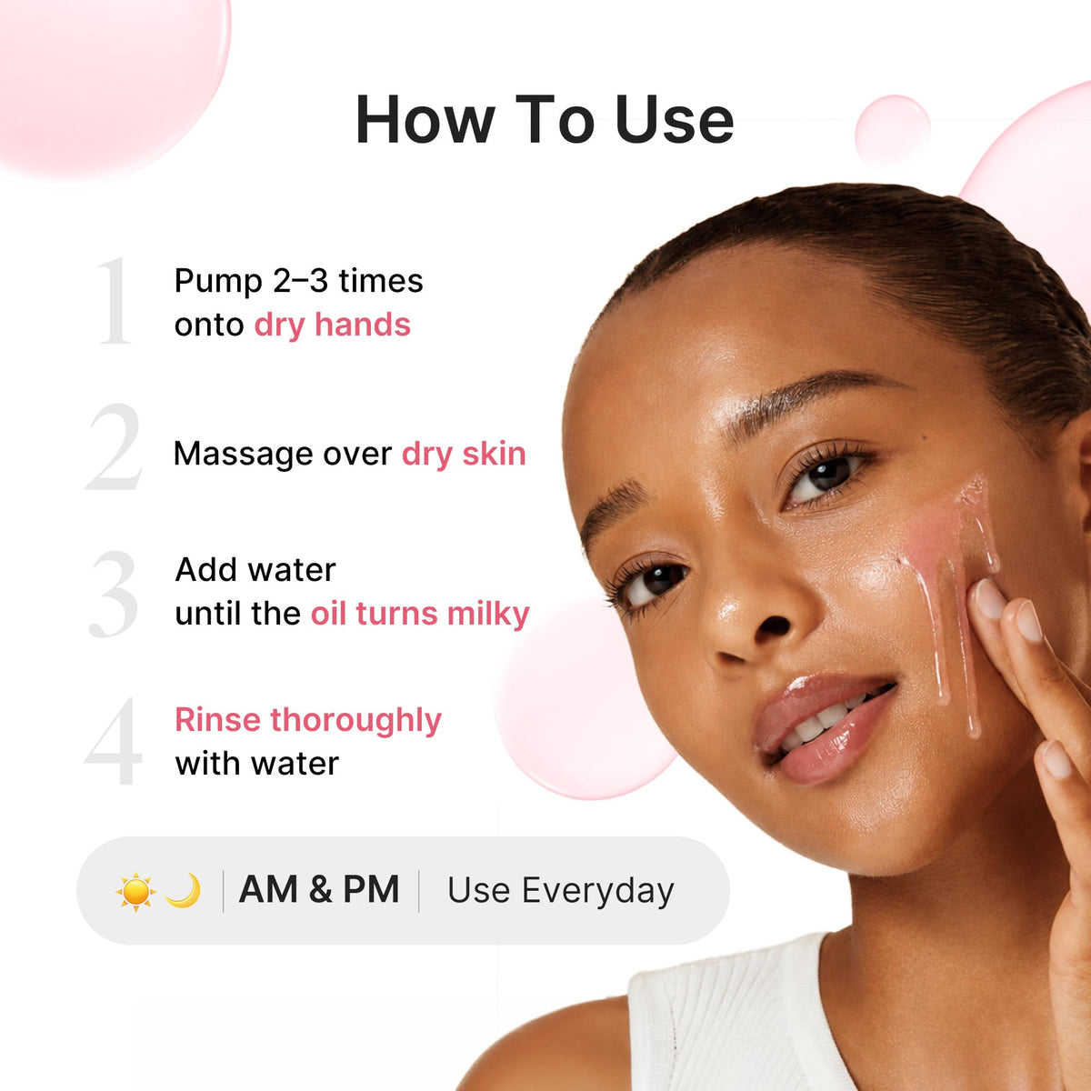 medicube Cleansing Oil PDRN with water turning milky