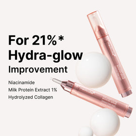 medicube Collagen Glow support Serum on a bathroom counter with skincare products