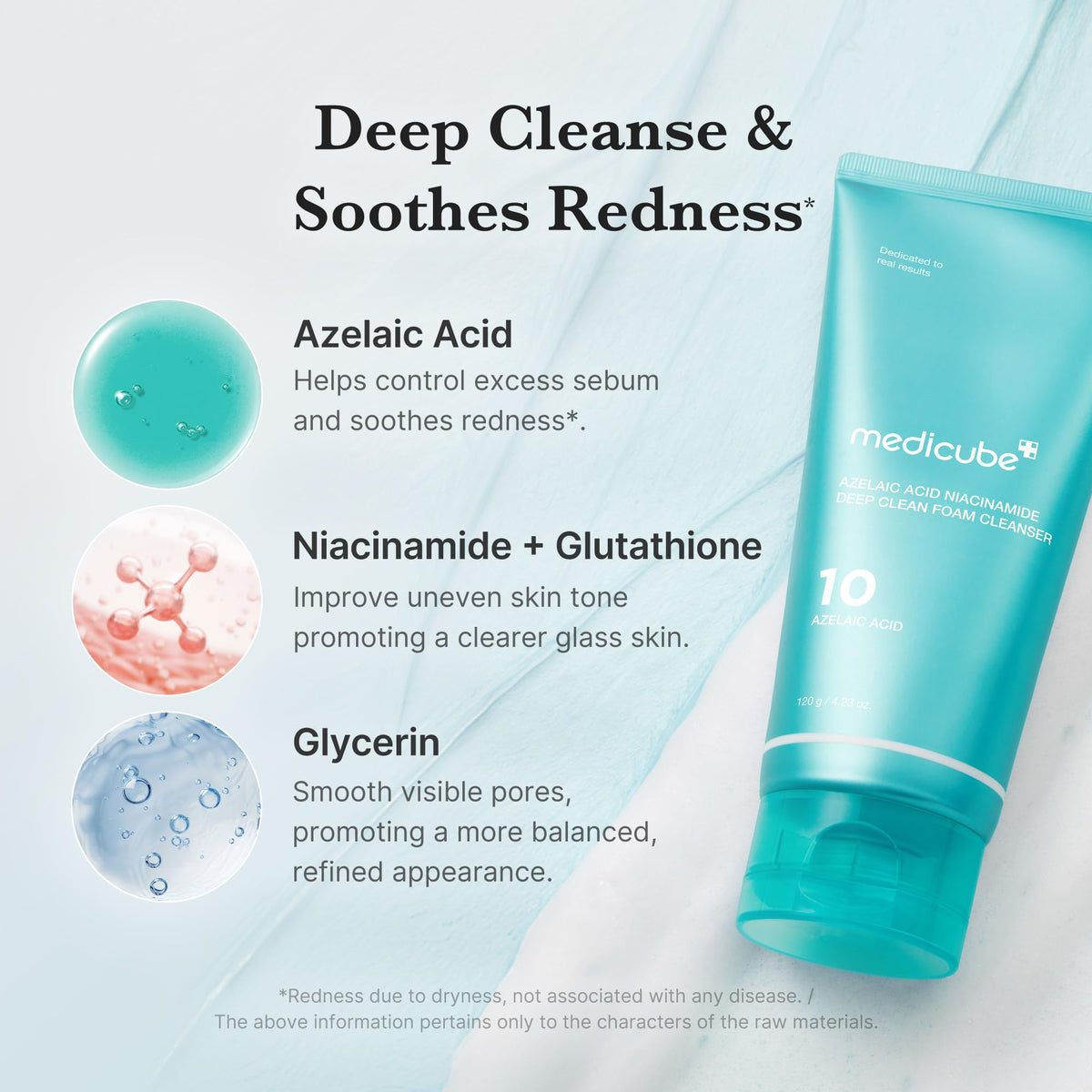 medicube Facial Cleanser Azelaic Acid creamy foam texture on hand
