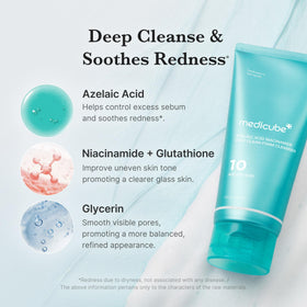 medicube Facial Cleanser Azelaic Acid creamy foam texture on hand