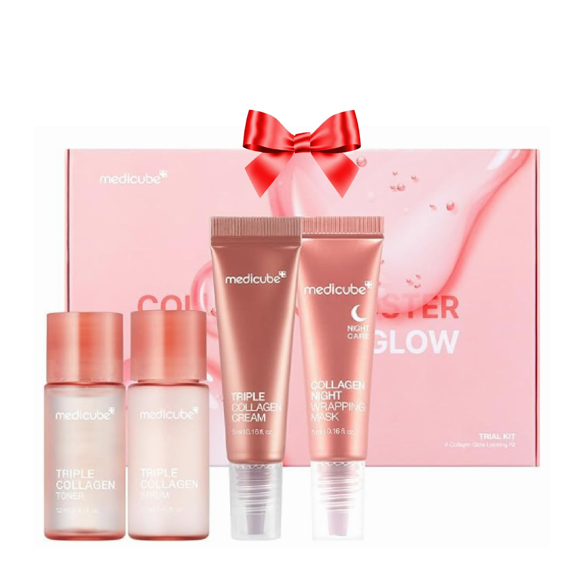 medicube Glass Skin Collagen Trial Kit front view with all four mini products